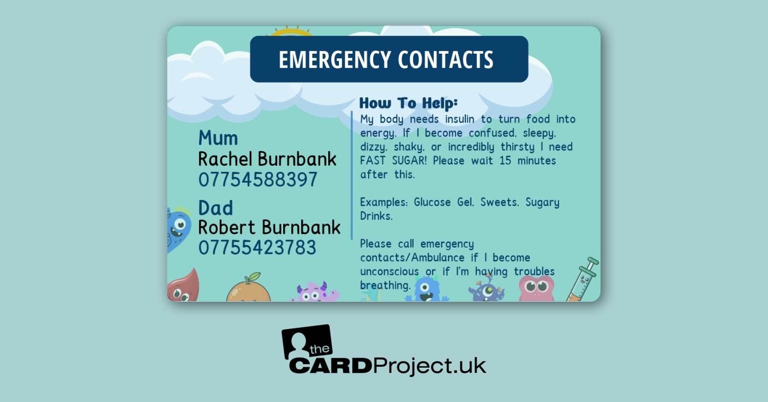 My Diabetes Card for Kids (REAR)